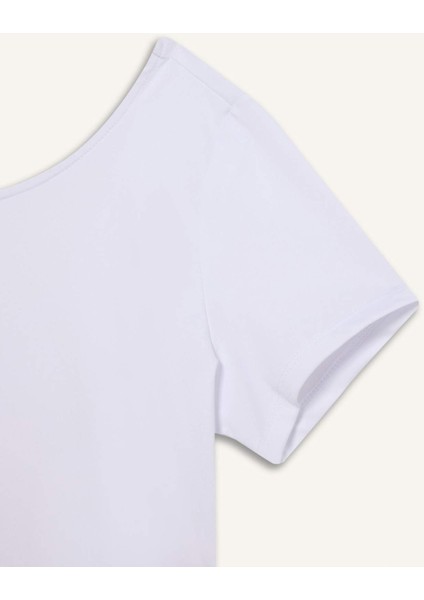 fit Crop Top Bisiklet Yaka Sporcu Kısa Kollu TIŞÖRT E2663AX25SM