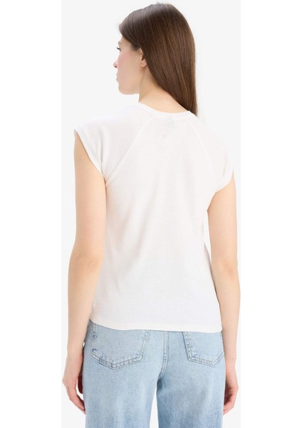Slim Fit Dar Kesim Bisiklet Yaka Basic Düz Ribana Kısa Kollu Tişört C7334AX25SP