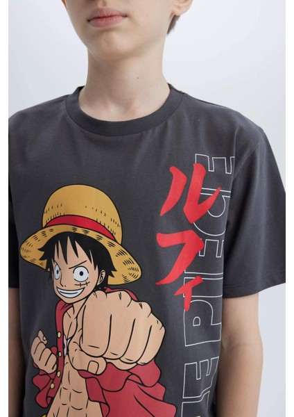 Erkek Çocuk One Piece Bisiklet Yaka Kısa Kollu Tişört E3106A825SM