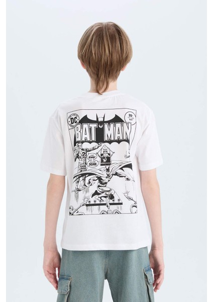 Erkek Çocuk Batman Bisiklet Yaka Sırt Baskılı Kısa Kollu Tişört E3109A825SM