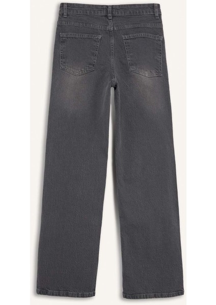 Comfort Straight Yüksek Bel Bilek Boy Jean Yıkamalı Pantolon E3413AXNS