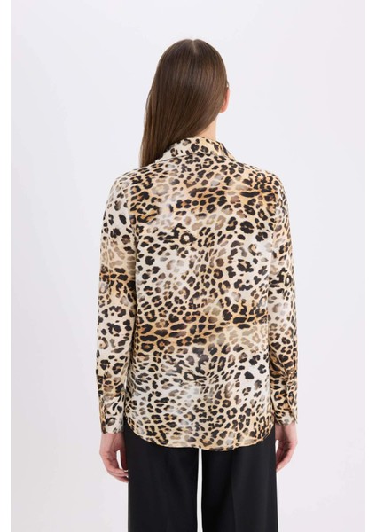 Regular Fit Leopar Desenli Uzun Kollu Gömlek I8266AZ25SP