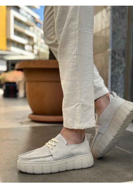BA0676 Boa Krem Keten Yüksek Taban Erkek Yazlık Ayakkabı modelleri