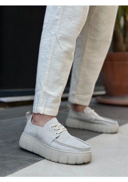BA0676 Boa Krem Keten Yüksek Taban Erkek Yazlık Ayakkabı fırsatları