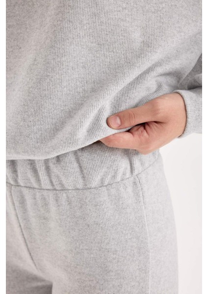 2'li Takım Basic Düz Bisiklet Yaka Üst Esnek Belli Uzun Alt E3841AXNS