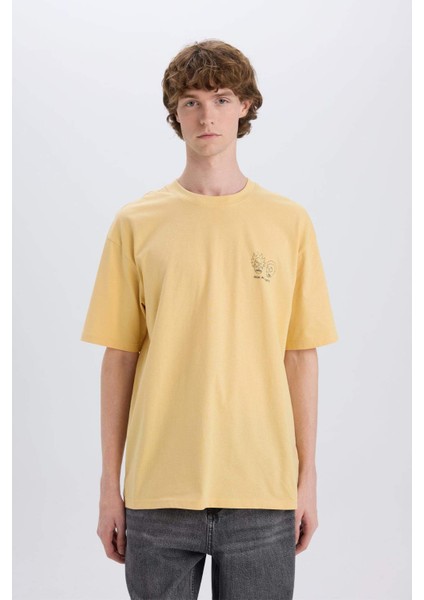 %100 Pamuk Rick and Morty Boxy Fit Bisiklet Yaka Sırt Baskılı Kısa Kollu Tişört E3264AX25SM