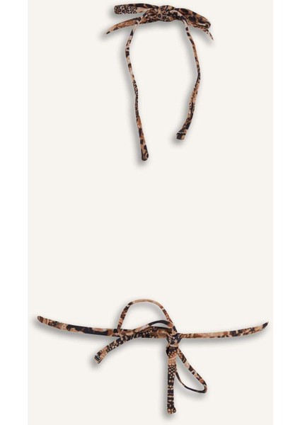 Regular Fit Leopar Desenli Üçgen Bikini Üstü-Fall in Love E3895AX25SM