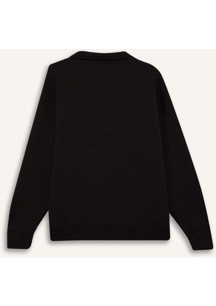 DeFactoFit Oversize Geniş Kalıp Dik Yaka Sporcu Sweatshirt D3796AX24WN
