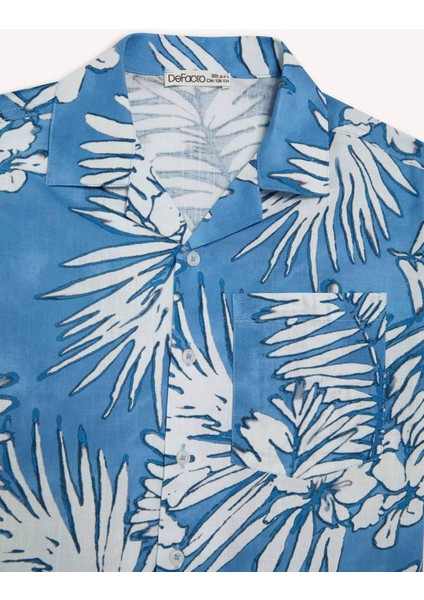 Erkek Çocuk Oversize Geniş Kalıp Polo Yaka Desenli Kısa Kollu Gömlek E2905A825SM