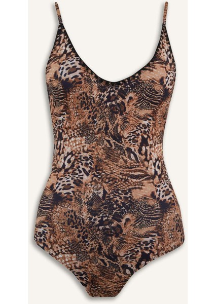 Regular Fit Leopar Desenli Mayo-Fall in Love E3901AX25SM