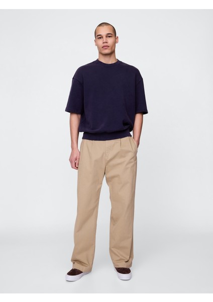 Erkek Lacivert Heavyweight Bisiklet Yaka Sweatshirt