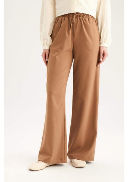 Wide Leg Geniş Paça Beli Lastikli Bağcıklı Basic Düz Palazzo Pantolon C5628AX25SP