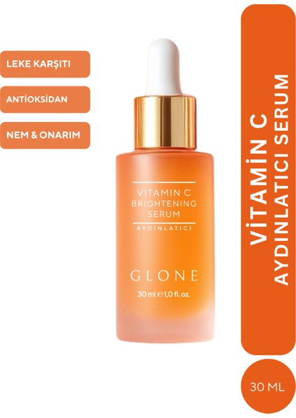 Vitamin C Serum 30ML Ethyl Ascorbic, Hyaluronik + Centella Ile Leke Karşıtı & Antioksidan Etki