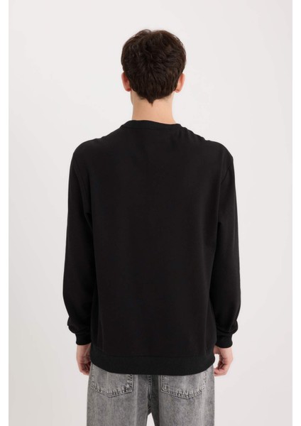 Regular Fit Bisiklet Yaka Baskılı Sweatshirt E3205AX24WN