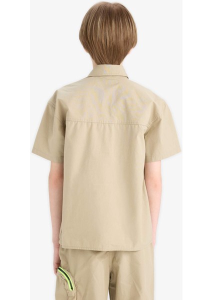 Erkek Çocuk Oversize Geniş Kalıp Polo Yaka Paraşüt Kısa Kollu Gömlek E1588A825HS
