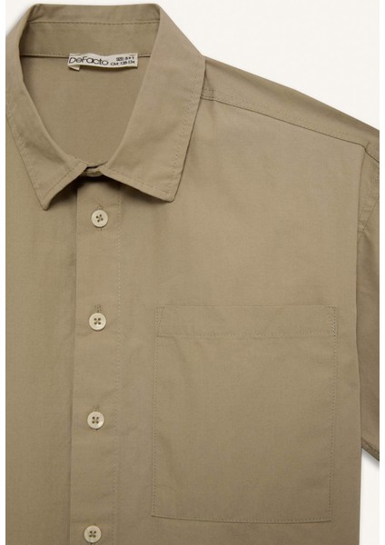Erkek Çocuk Oversize Geniş Kalıp Polo Yaka Paraşüt Kısa Kollu Gömlek E1588A825HS