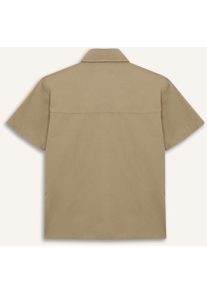 Erkek Çocuk Oversize Geniş Kalıp Polo Yaka Paraşüt Kısa Kollu Gömlek E1588A825HS
