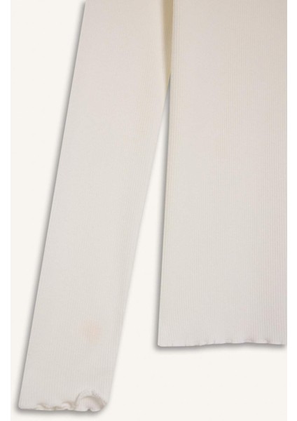 Yarım Balıkçı Yaka Fitilli Kaşkorse Uzun Kollu Tesettür Tişört Tunik B2389AX25SP