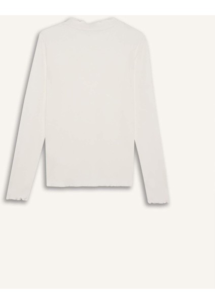 Yarım Balıkçı Yaka Fitilli Kaşkorse Uzun Kollu Tesettür Tişört Tunik B2389AX25SP