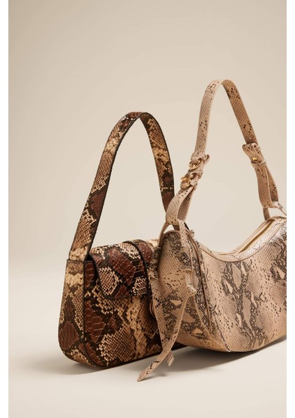 Kadın Suni Deri Yılan Derisi Desenli Omuz Çantası E3624AXNS