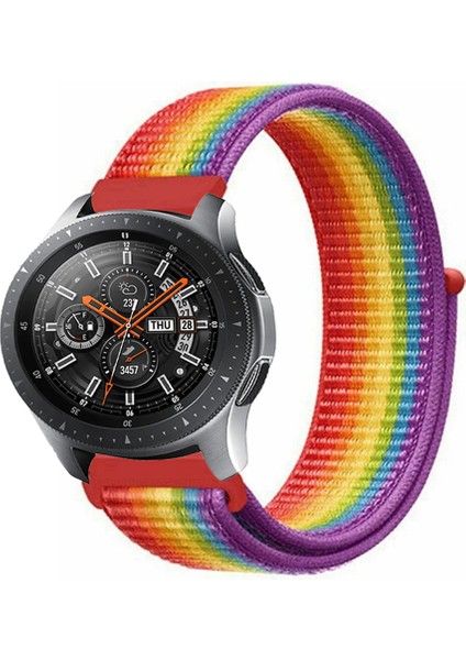 Samsung Galaxy Watch 46MM Akıllı Saat Uyumlu Spor Kumaş Desenli Cırt Cırtlı Kordon Kayış