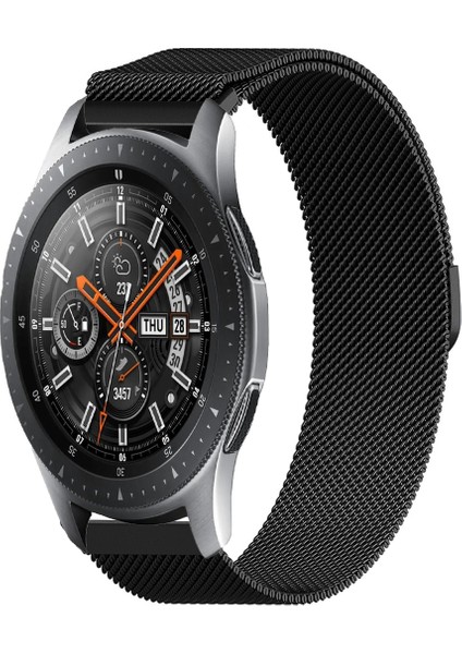 Samsung Galaxy Watch 46MM Uyumlu Kordon Hasır Metal Örgü Mıknatıslı Kayış
