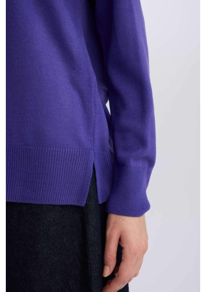 Regular Fit Yumuşak Dokulu Bisiklet Yaka Basic Düz Triko Kazak I6913AZ24WN