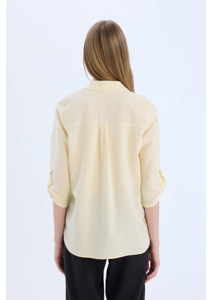 Regular Fit Basic Düz Uzun Kollu Gömlek M9407AZ25SP