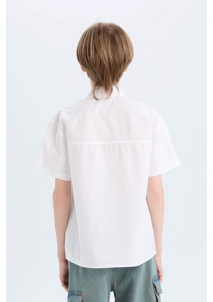 Erkek Çocuk Oversize Geniş Kalıp Polo Yaka Paraşüt Kısa Kollu Gömlek E1588A825HS