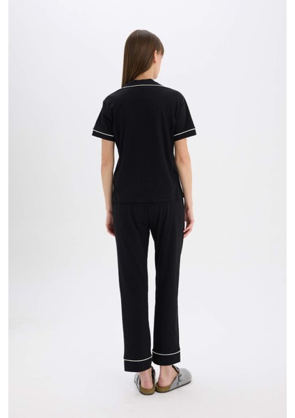 Pijama Takımı Kısa Kollu Üst Uzun Esnek Belli Altı-Fall in Love D0917AX25SP