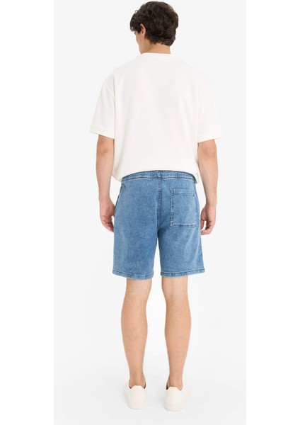 Regular Fit Beli Lastikli Rahat Kalıp Jean Bermuda Şort E4537AX25SM