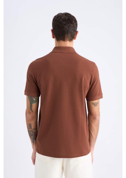 %100 Pamuk Regular Fit Polo Yaka Kısa Kollu Basic Düz Pike Kumaş Tişört C1293AX25SP
