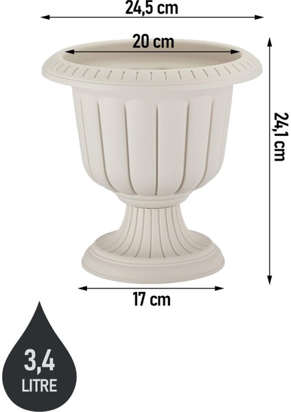 3,4 Litre Nergis Saksı 25cm Ayaklı Plastik Bahçe Balkon Saksısı fiyatları