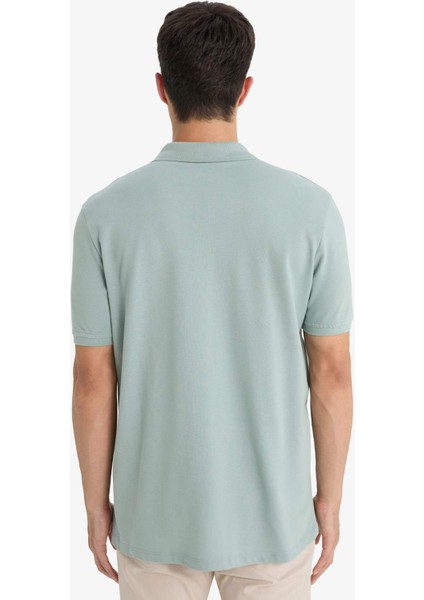 %100 Pamuk Regular Fit Polo Yaka Kısa Kollu Basic Düz Pike Kumaş Tişört C1293AX25SP