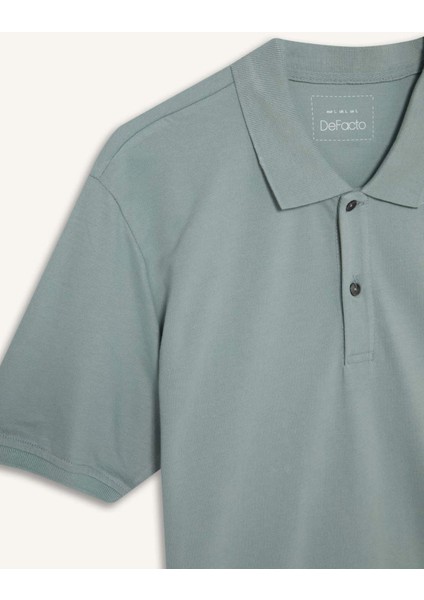 %100 Pamuk Regular Fit Polo Yaka Kısa Kollu Basic Düz Pike Kumaş Tişört C1293AX25SP
