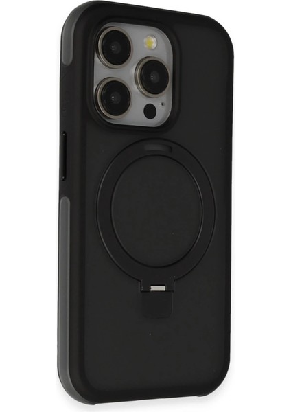 Iphone 15 Pro Max Zorda Airbag Magsafe Standlı Kapak - Siyah Ynsmr