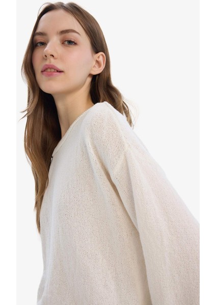 Regular Fit Kayık Yaka Basic Düz Triko Kazak E4679AX25SP