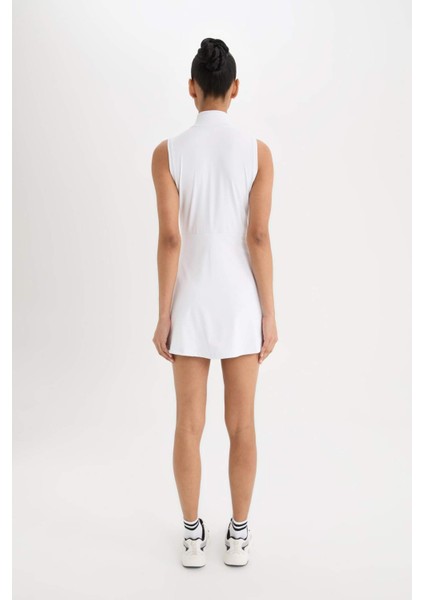 Fit Standart Fit Fermuarlı Dik Yaka Kolsuz Mini Tenis Elbisesi D9320AX25SP