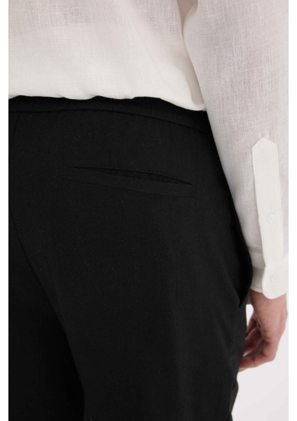 Relax Fit Rahat Kesim Kısa Paça Keten Görünümlü Yazlık Kumaş Pantolon E4790AX25SM