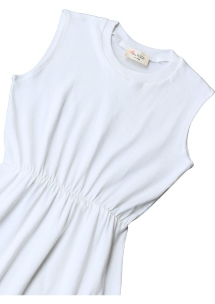 0001 - Kız Çocuk Krem Elbise Lila Toka Takım