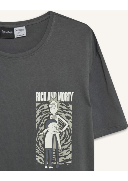 %100 Pamuk Rick and Morty Regular Fit Bisiklet Yaka Kısa Kollu Tişört E4752AX25SP