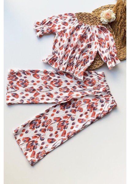 Kız Çocuk Çiçekli Turuncu Alt Üst Takım fırsatları