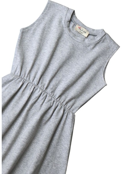 0010 - Kız Çocuk Gri Elbise Somon Toka Takım indirimleri