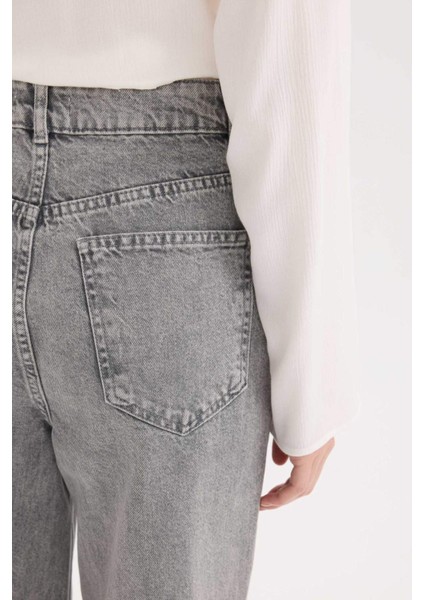 90's Wide Leg Yüksek Bel Uzun Jean Yıkamalı Pantolon E3174AX25SP