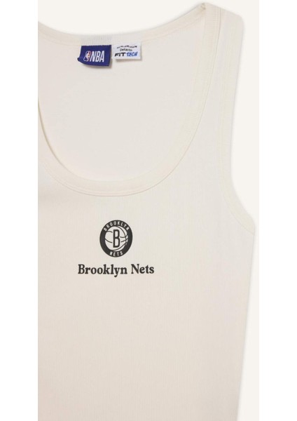 Fit NBA Brooklyn Nets Slim Fit Dar Kesim U Yaka Ribana Sporcu Atlet E2358AX25SM