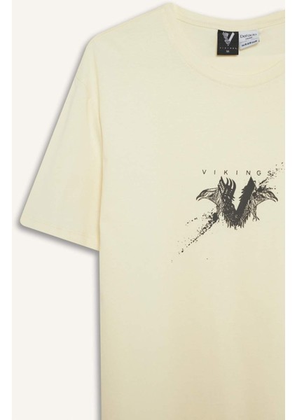 %100 Pamuk Vikings Regular Fit Bisiklet Yaka Kısa Kollu Tişört E4764AX25SP