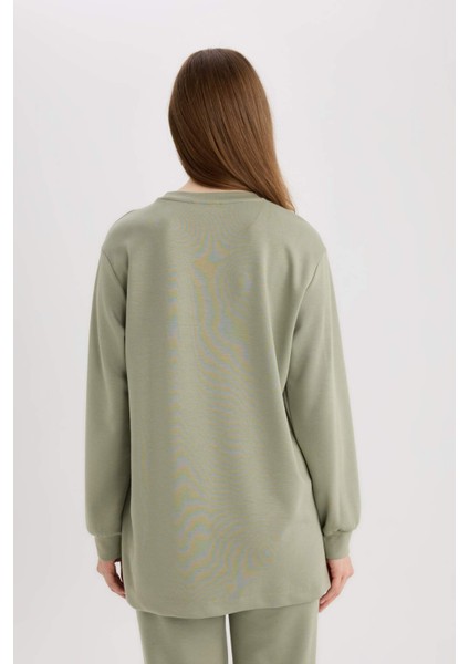 Regular Fit Bisiklet Yaka Basic Düz Tesettür Sweatshirt Tunik D4598AX25SP