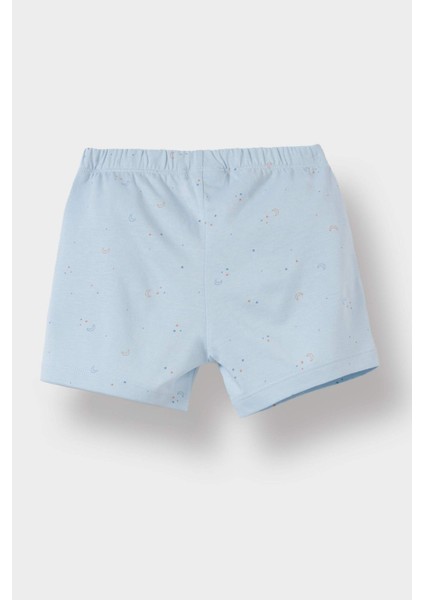 Erkek Bebek Pijama Takımı Uzay Baskılı Kısa Kollu Penye Üst Beli Lastikli Şort E4788A525HS