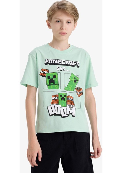 Erkek Çocuk Minecraft Bisiklet Yaka Kısa Kollu Tişört E4827A825SM modelleri