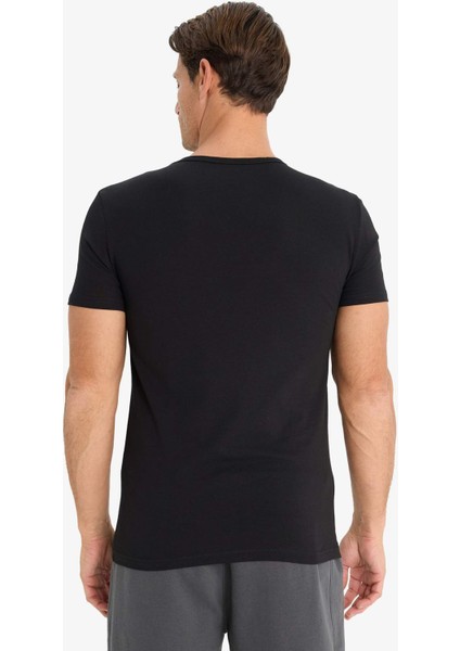 Slim Fit Dar Kesim V Yaka Basic Düz Üst L4884AZ25SP